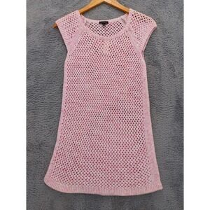 Talbots Women's‎ Pink Crochet Knit Cap Sleeve Sweater Size S